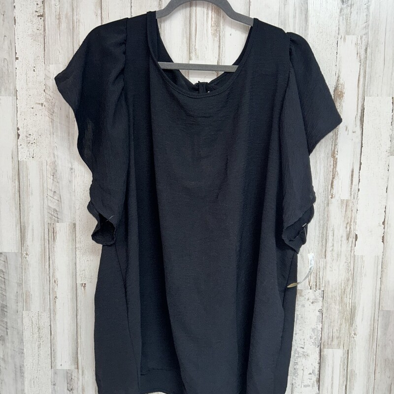 2X Black Tie Back Blouse, Black, Size: Ladies 2X