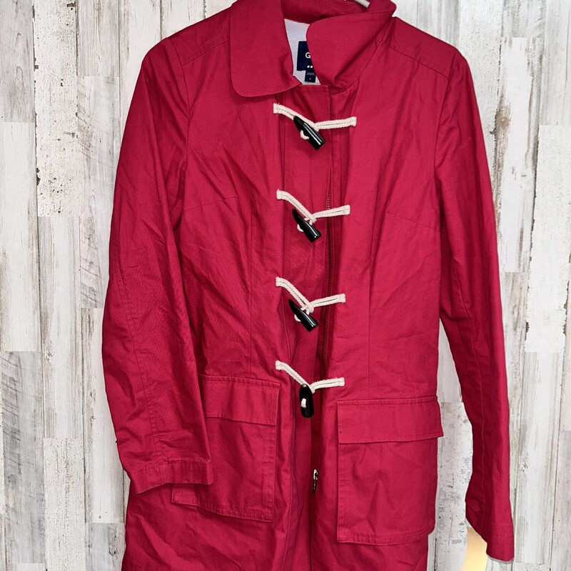 S Red Button/Zip Jacket, Red, Size: Ladies S