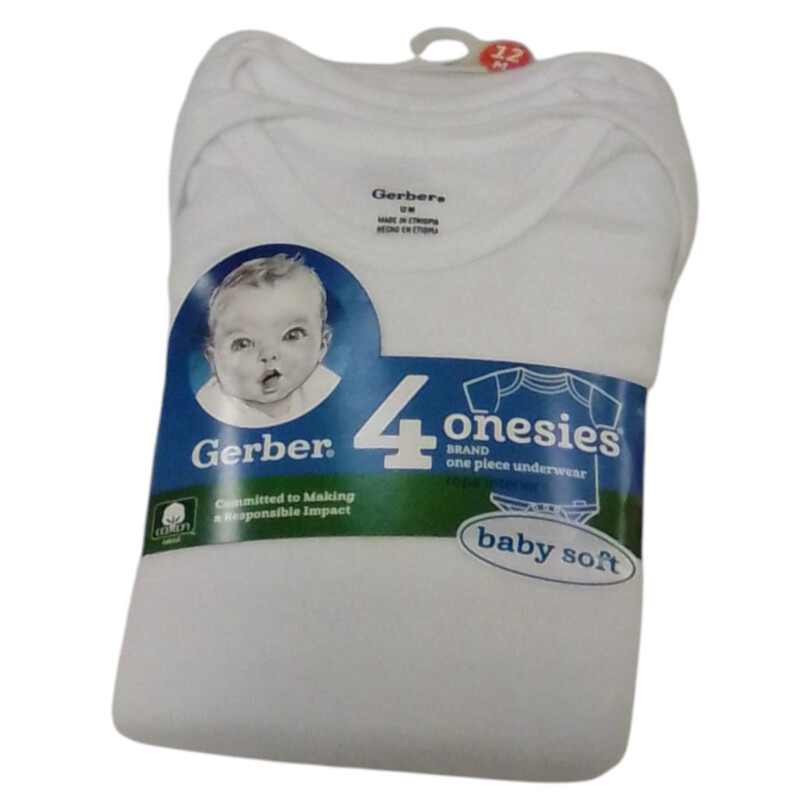 4pk Onesies: White