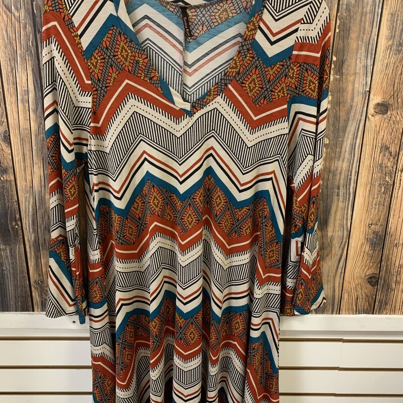 Rust/teal/gray Dress, Size: XL