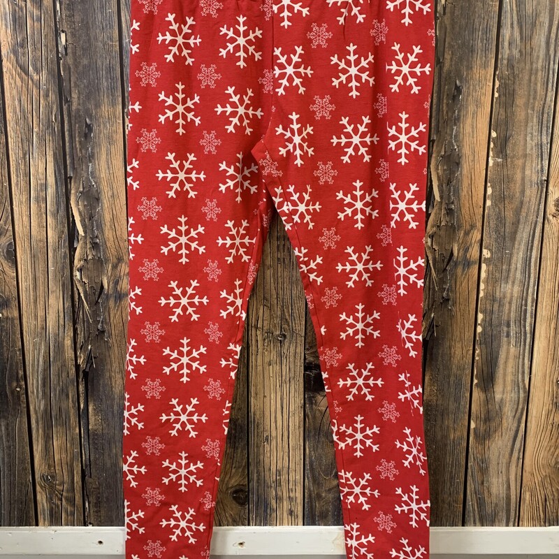 Red Snowflake Leggings, Size: M