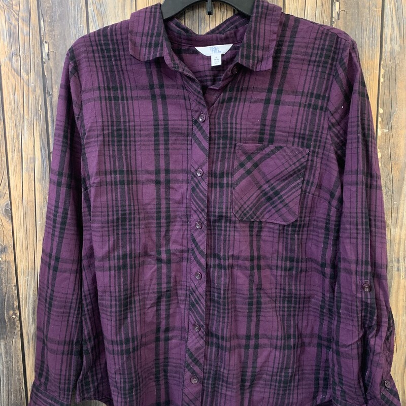 NWT Purple Black Button Up, Size: S