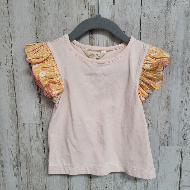 2 Pink Ruffle Printed Top