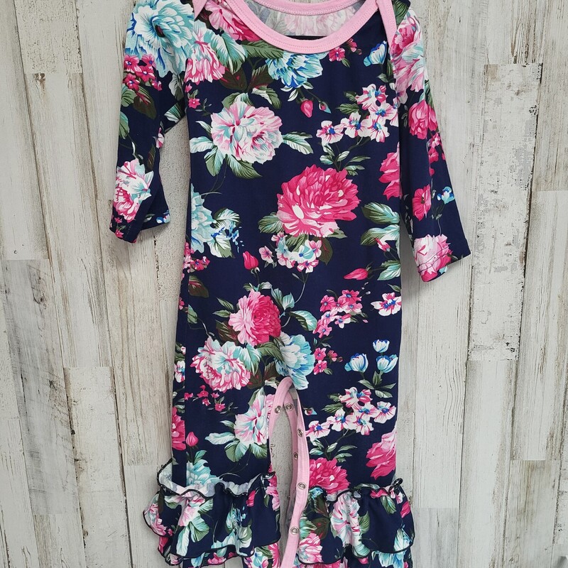 12/18M Navy Floral Romper, Navy, Size: Girl 6-12m