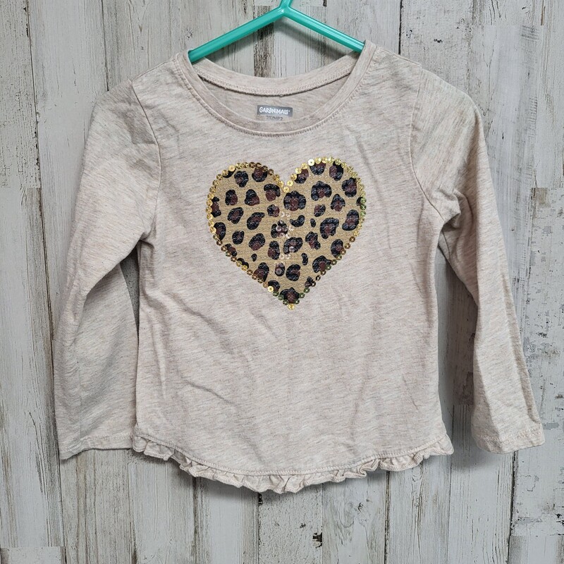 2T Tan Sequin Heart Tee