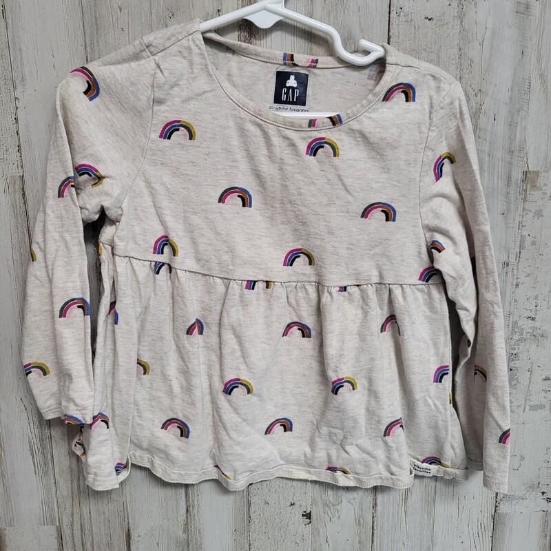 4T Beige Rainbow Tee, Beige, Size: Girl 4T