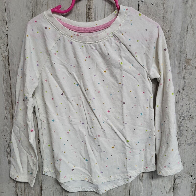 4T White Star Print Tee, White, Size: Girl 4T