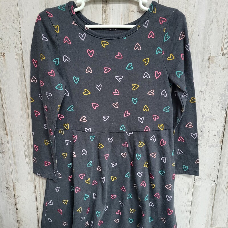 4T Drk Grey Heart Dress, Grey, Size: Girl 4T