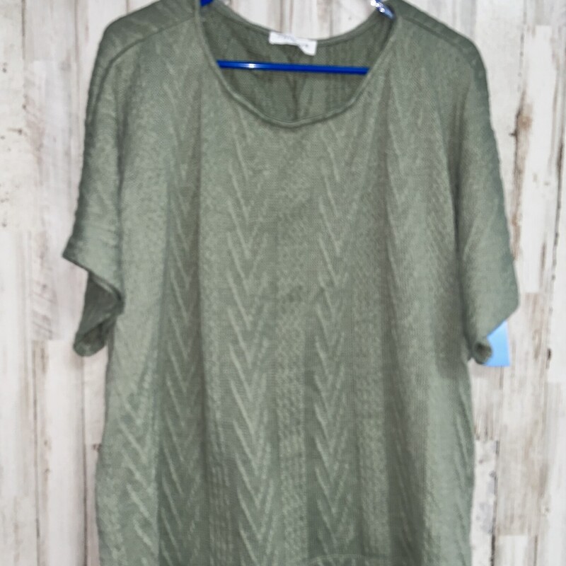 2X Green Knit Texture Top