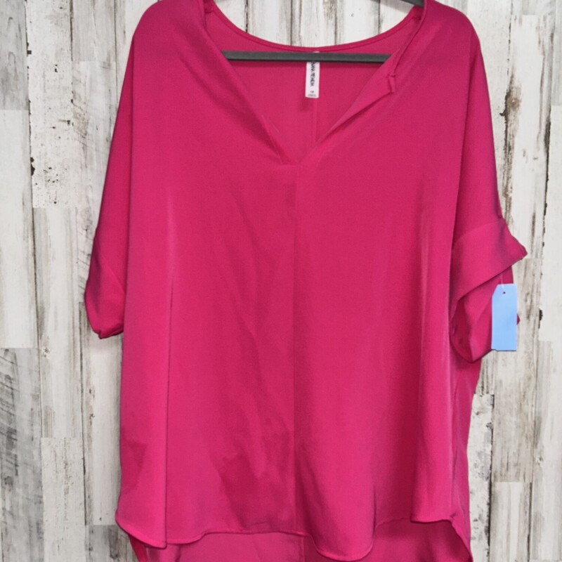 1X Hot Pink V Cut Blouse