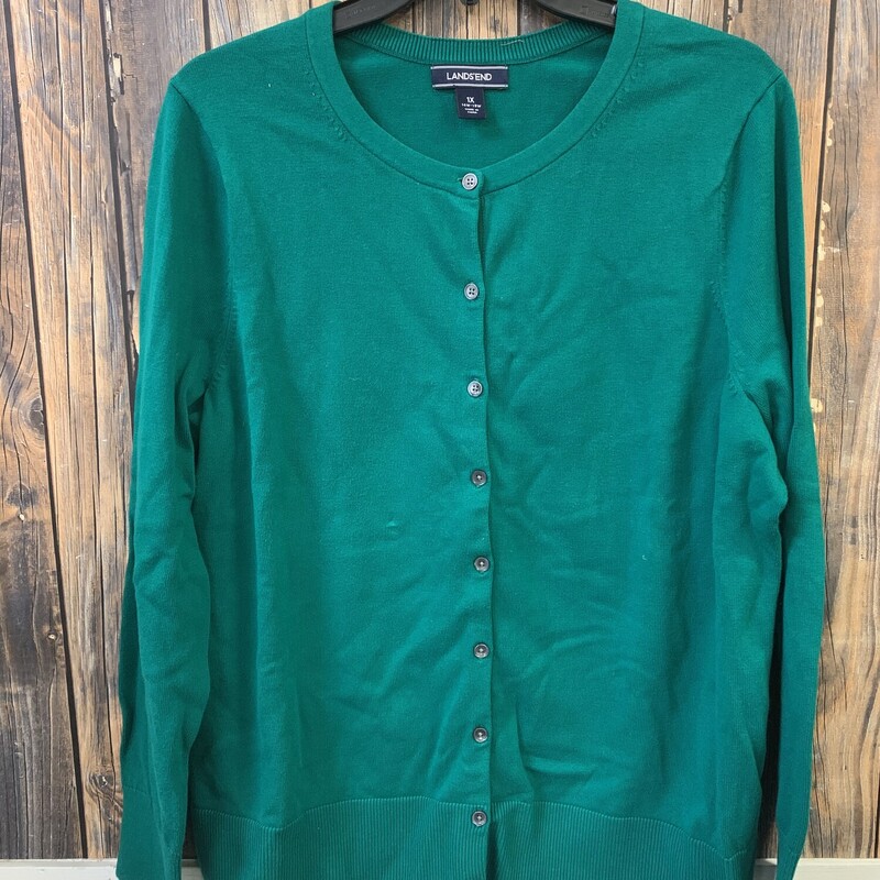 Green Lands End Cardigan, Size: XL