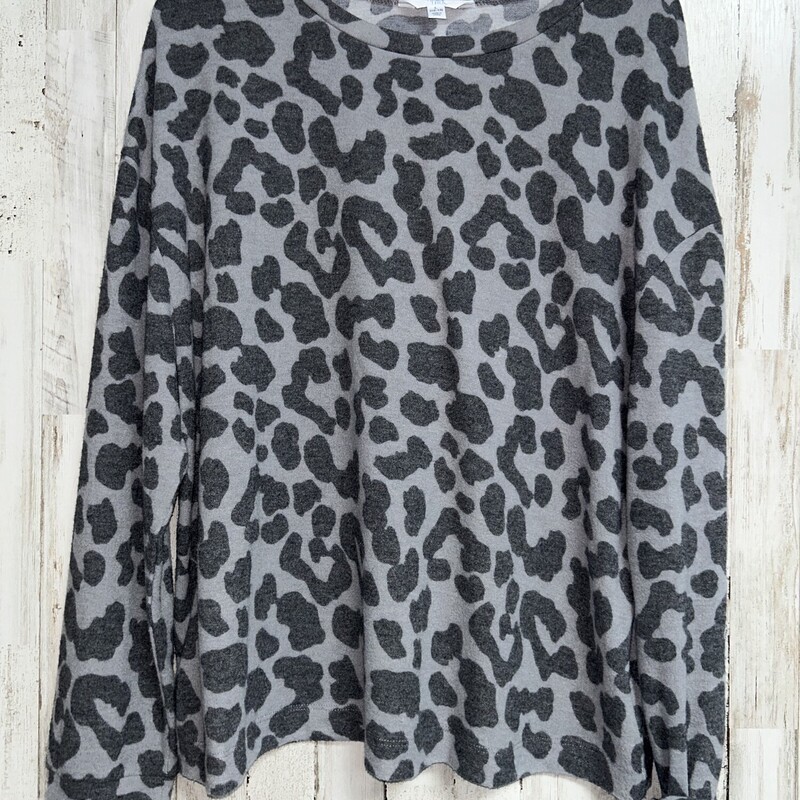 L Grey Leopard Top, Grey, Size: Ladies L