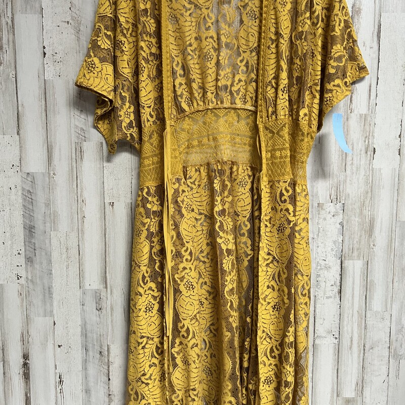 M Yellow Lace Tie Kimono, Yellow, Size: Ladies M