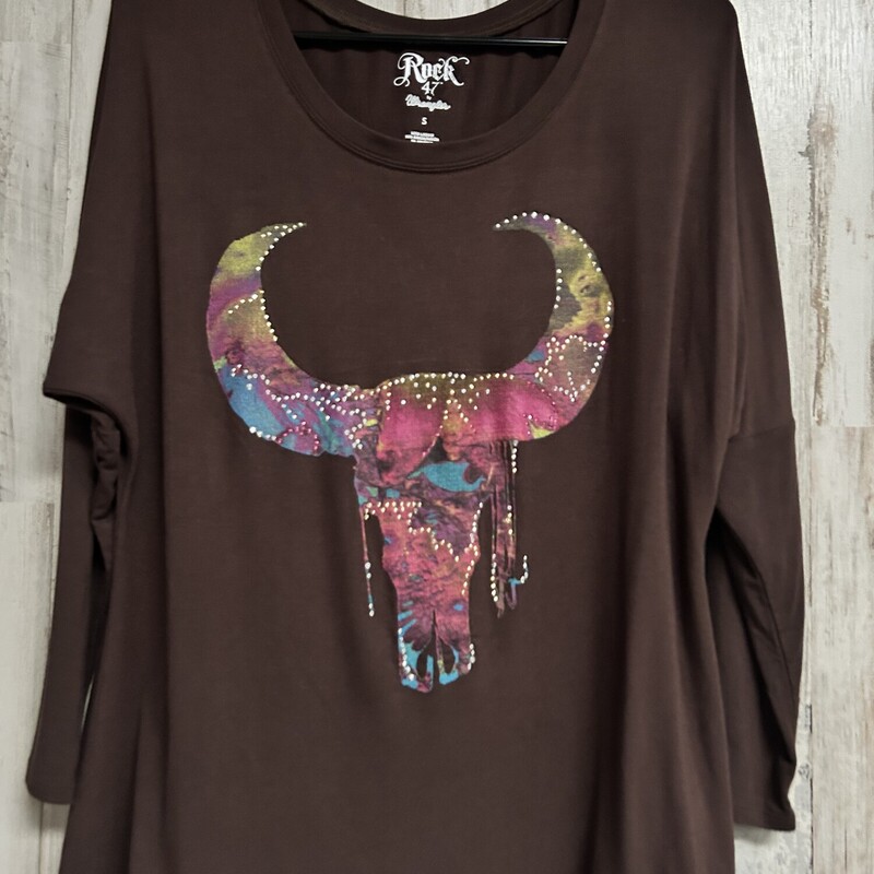 S Brown Studded Skull Tee