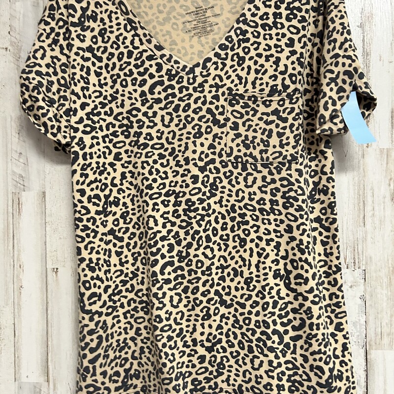 S Tan Cheetah Pocket Top, Tan, Size: Ladies S