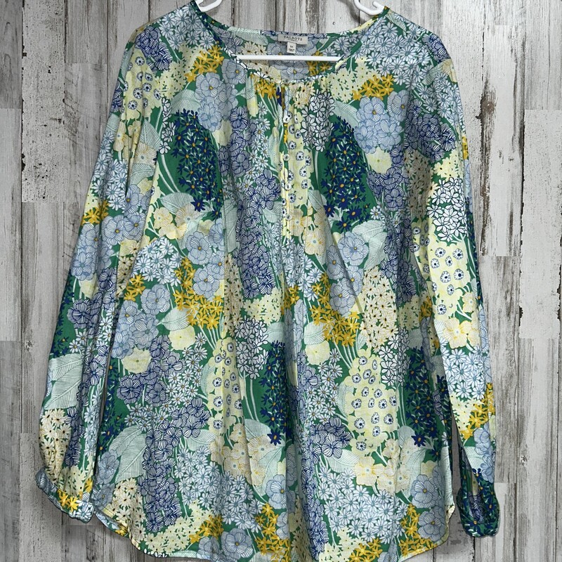 XL Green Floral Button To