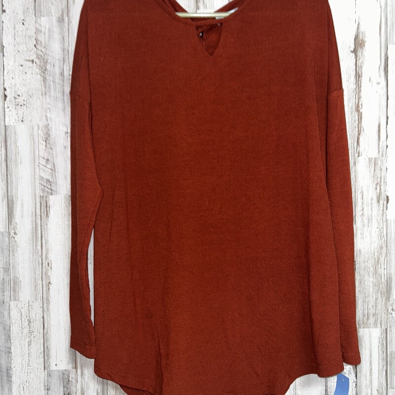 S Rust Knit Keyhole Top, Orange, Size: Ladies S