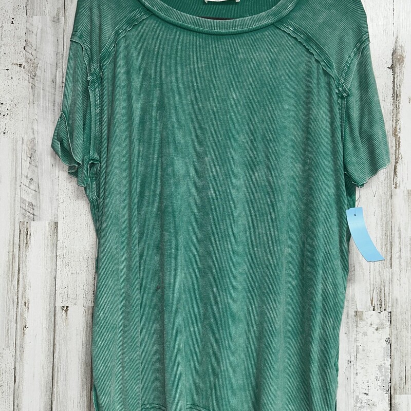 S/M Green Acid Wash Tee, Green, Size: Ladies S