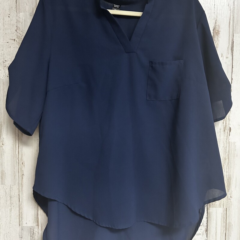 1X Blue Cuff Pocket Top