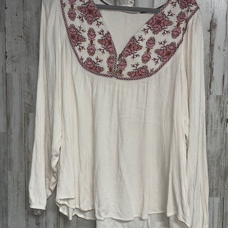 1X Beige Floral Embroider