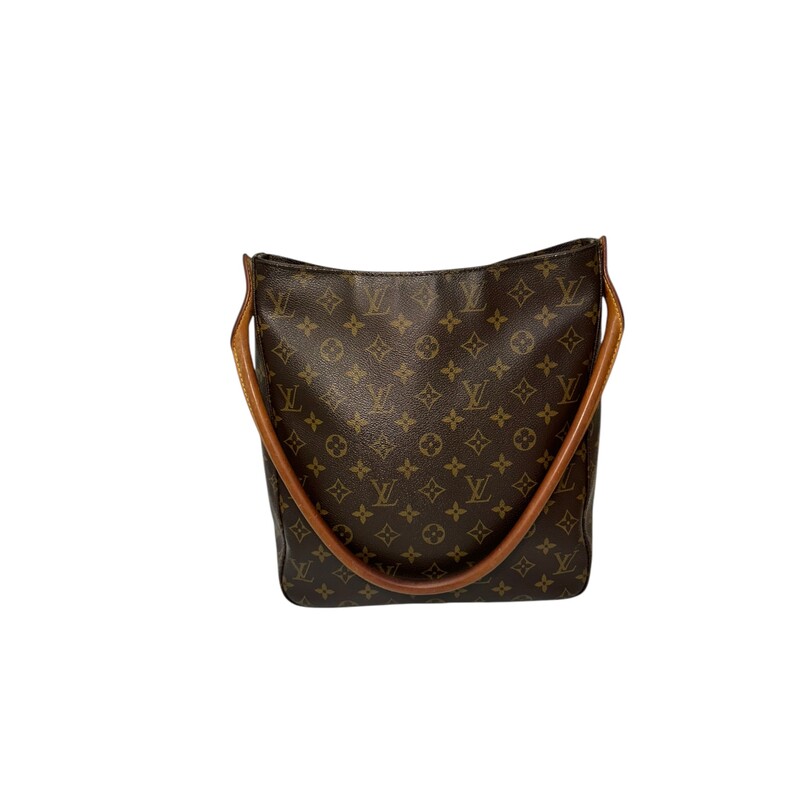 Louis Vuitton Looping Monogram<br />
Size: GM<br />
Date Code:MI1909<br />
Does not come with original dust bag or box.<br />
Some wear inside the interior.Some pilling inside.<br />
Wear on handle shown in photos.<br />
Length: 11x 12height