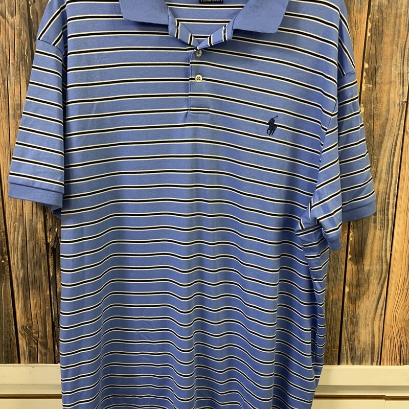 Blue Striped Polo, Size: XL