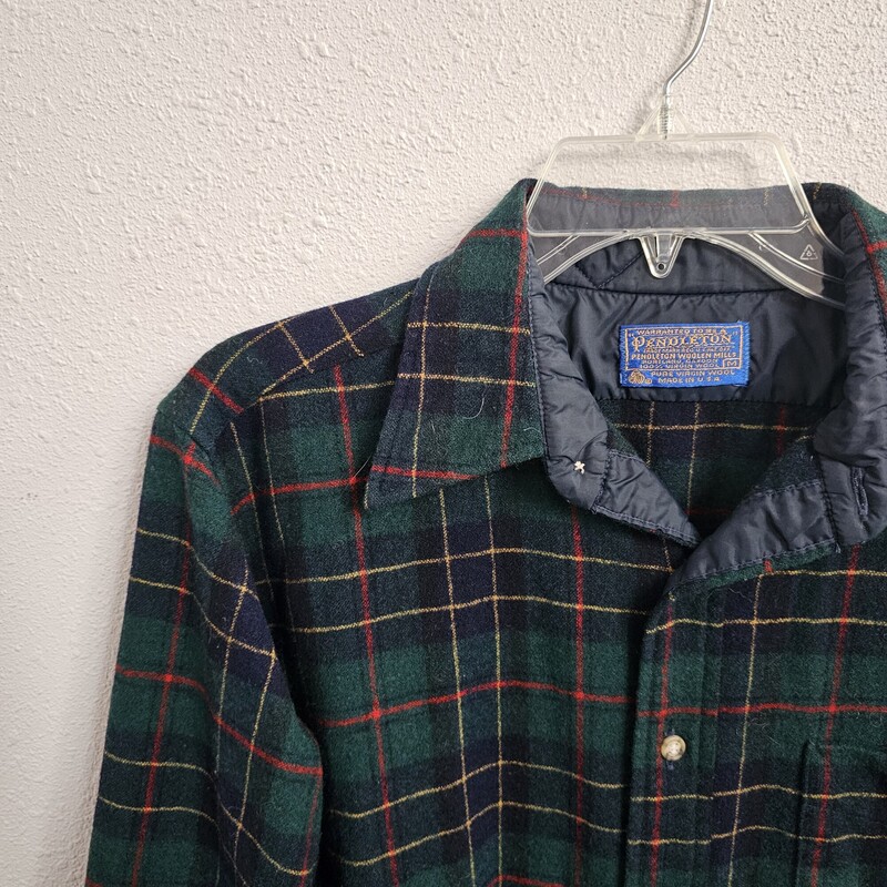 Pendleton Plaid Wool, NvyGrn, Size: Med