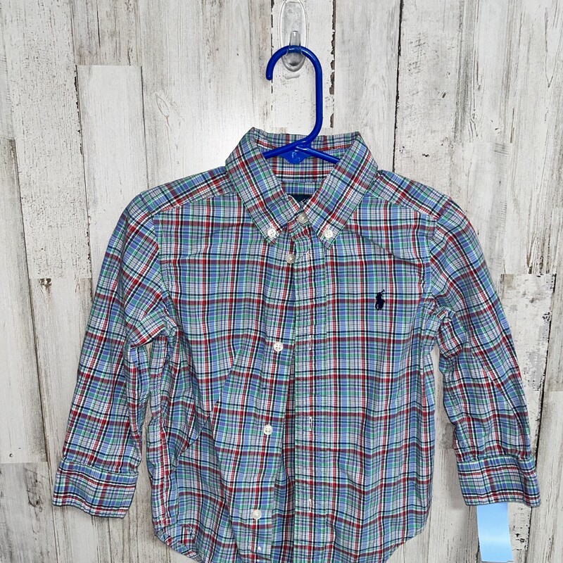 2T Blue Plaid Button Up