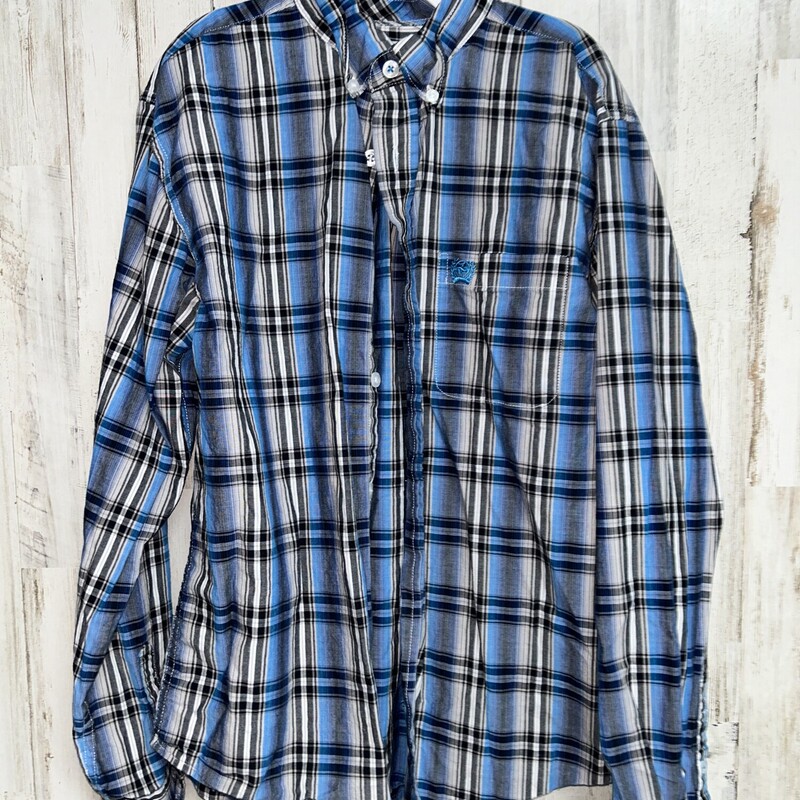 12 Blue Plaid Button Up