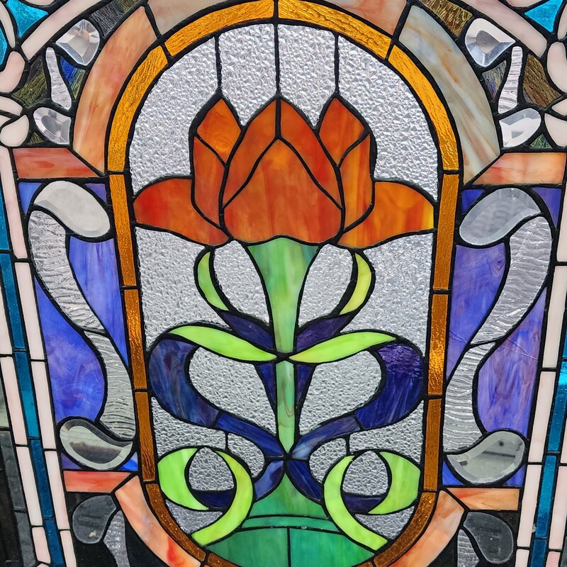 Tiffany Style Stained Glass Fireplace Screen, Size: 42 X 28.5