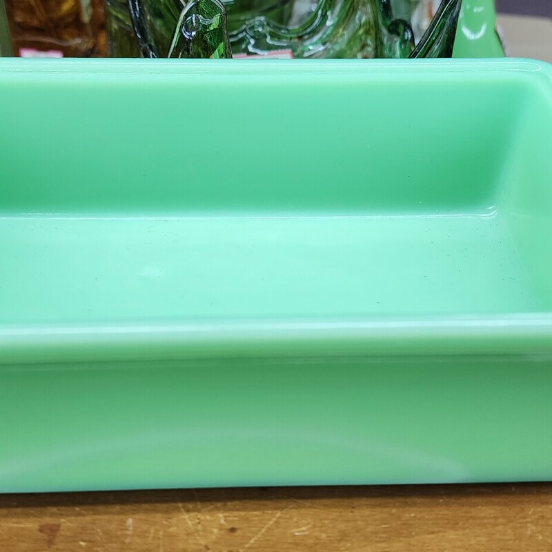 McKee Jadeite Refrigerator Dish, Uranium, Size: 8 x 5, No Lid