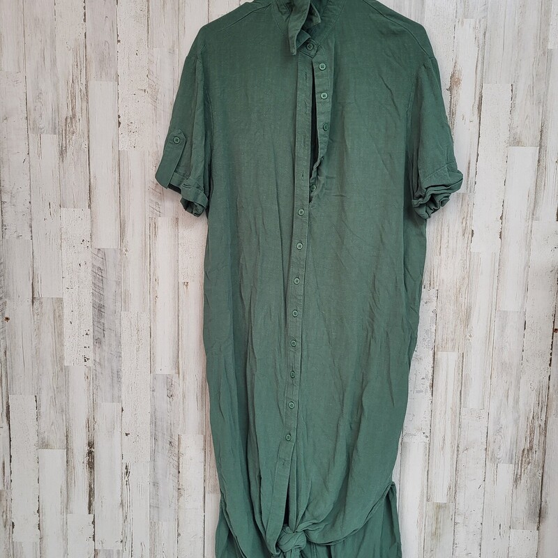 XS Drk Green Button Up Dr, Green, Size: Ladies XSq