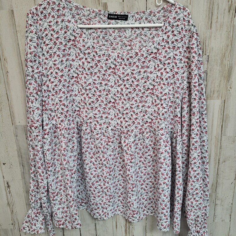 XL White Floral Print Top