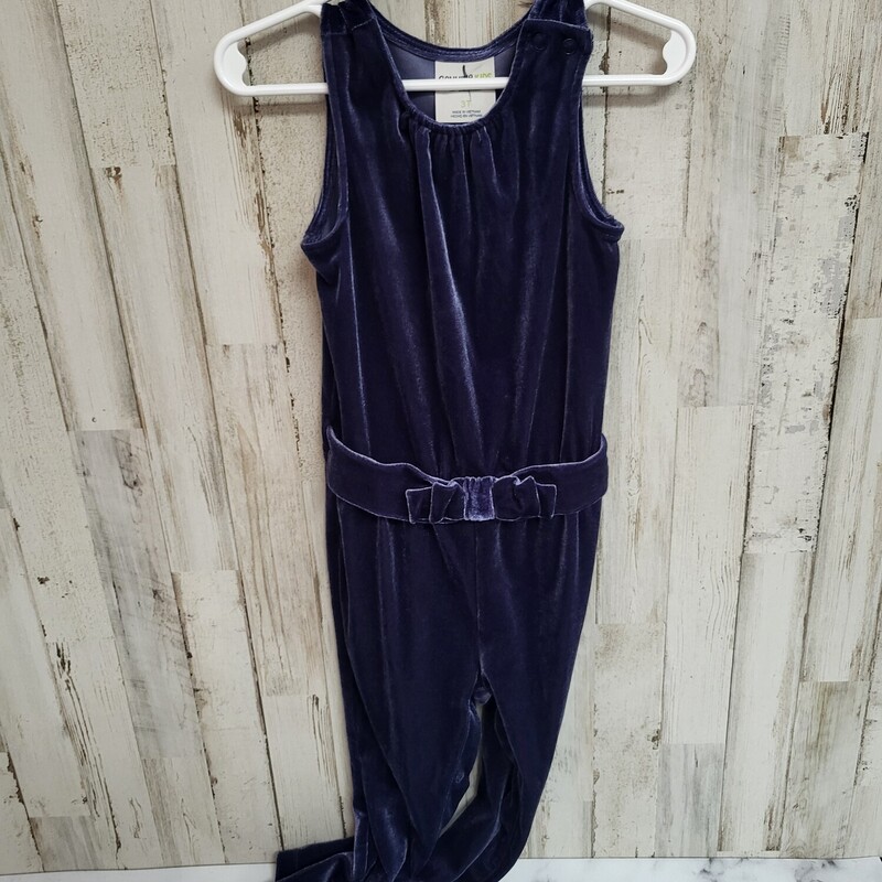 3T Blue Velvet Bow Romper