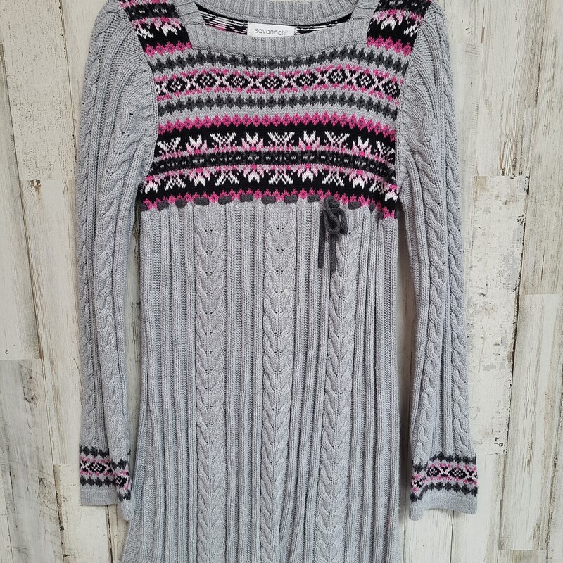 6X Grey Print Knit Dress