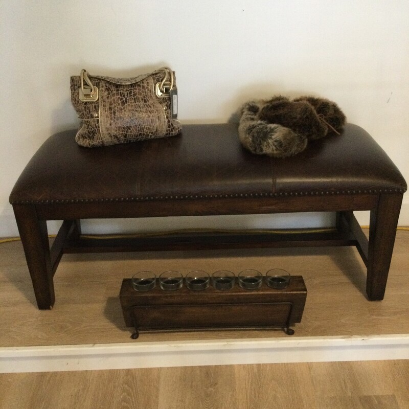 Wood/Leather Bench