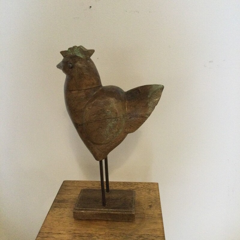 Wooden Rooster On Pedesta