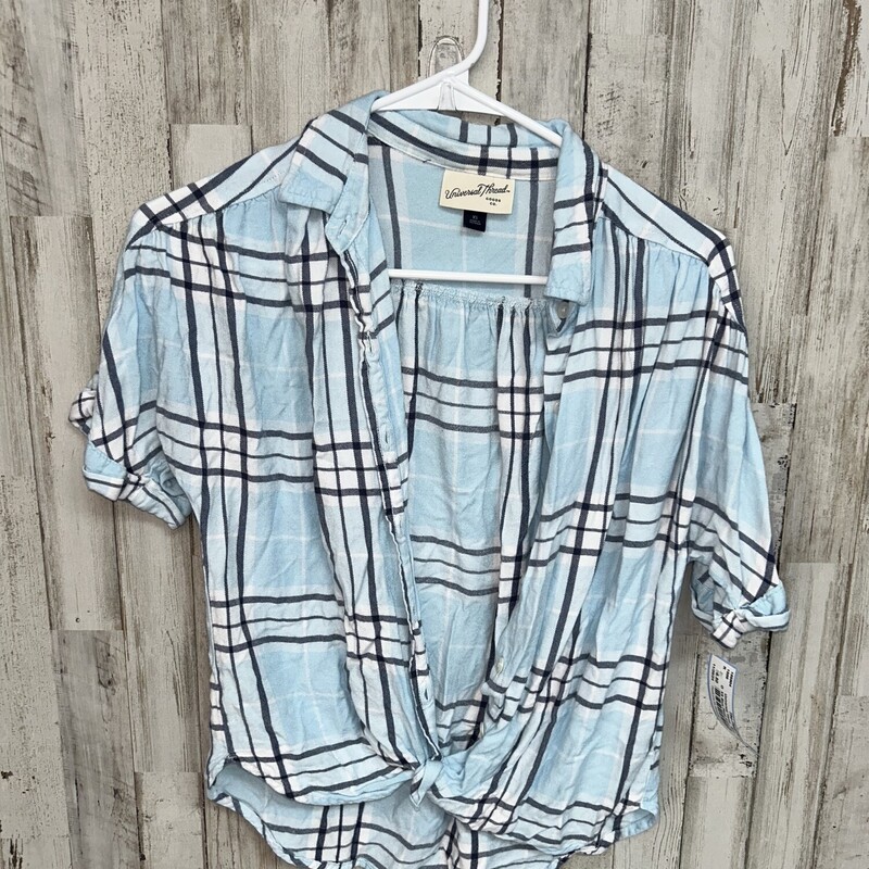 XS Blue Plaid Knot Top