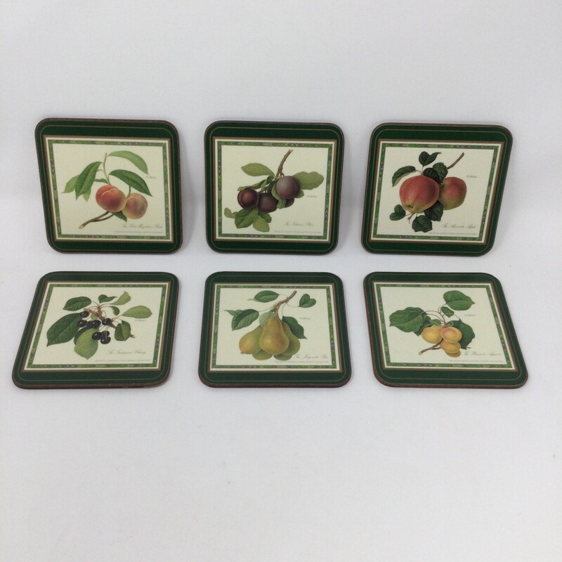 Pimpernel Vintage Fruit Coasters,
Green/Multi,
Size: Set Of 6