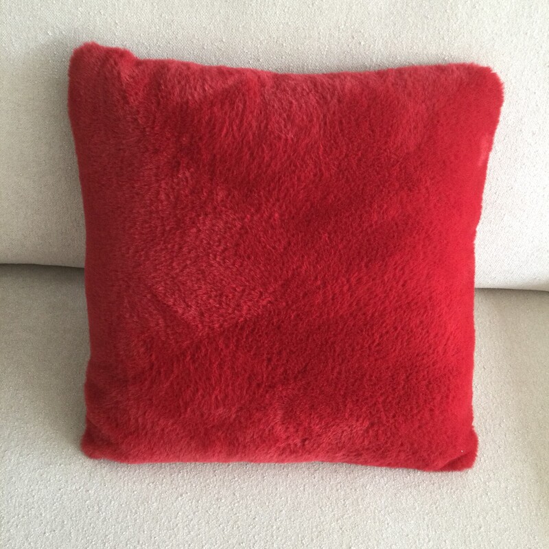 Faux Fur Toss Cushion,
Red,
Size: 18 X 18 In