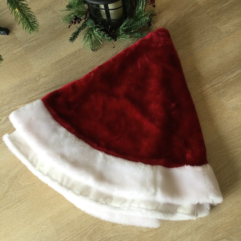 Faux Fur Tree Skirt, Rd/Wh