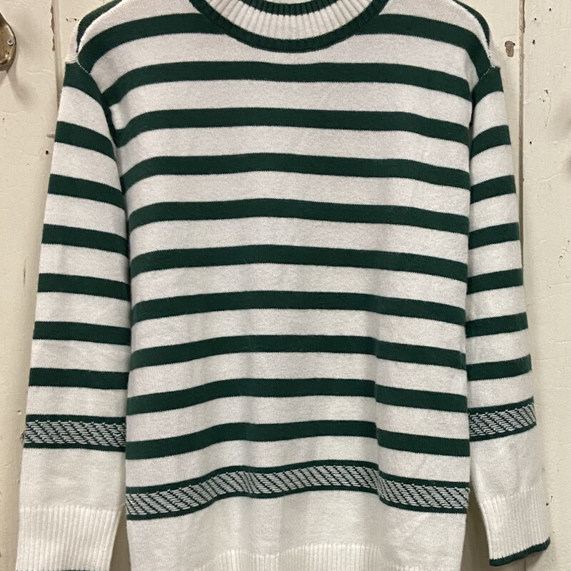 Off Wt/Gn Stripe Sweater