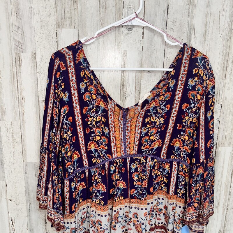 M Purple Floral Blouse