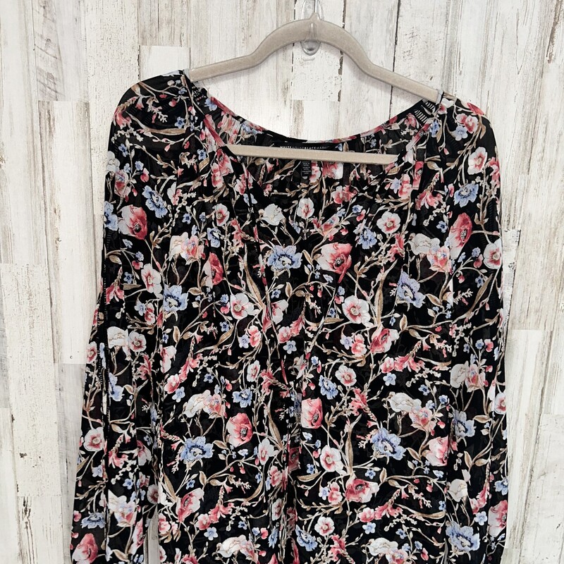 Sz8 Black Floral Sheer To