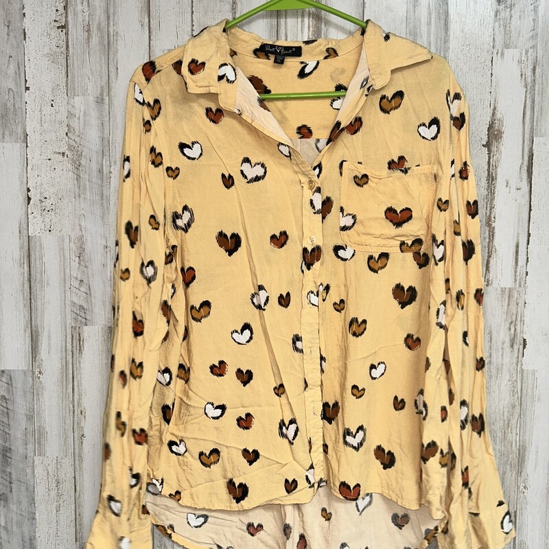 XL Yellow Heart Button Up, Yellow, Size: Ladies XL