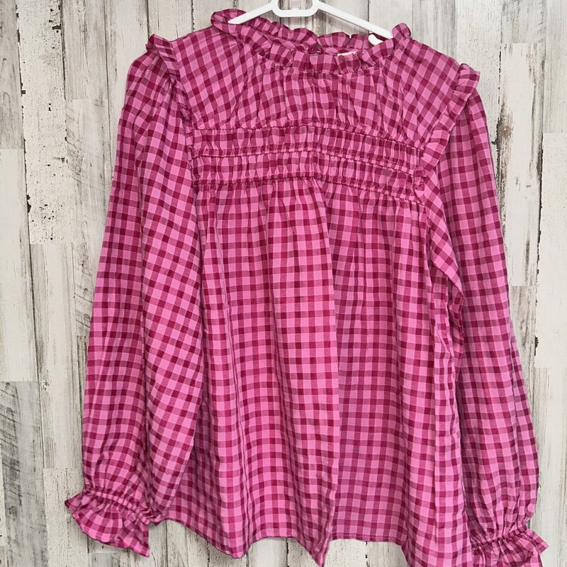 S Pink Plaid Blouse, Pink, Size: Ladies S