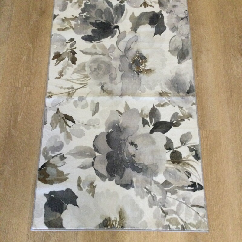 Washable Runner Rug,
Cream/Grey,
Size: 50 X 30 In