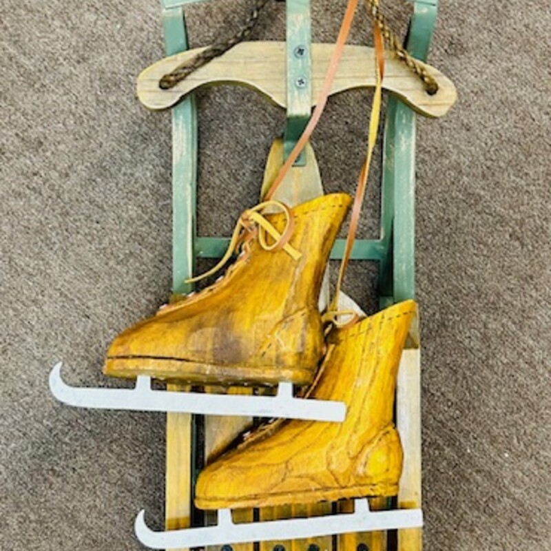 Wood Sled & Skates
Brown Green
Size: 7 x 5 x 18H