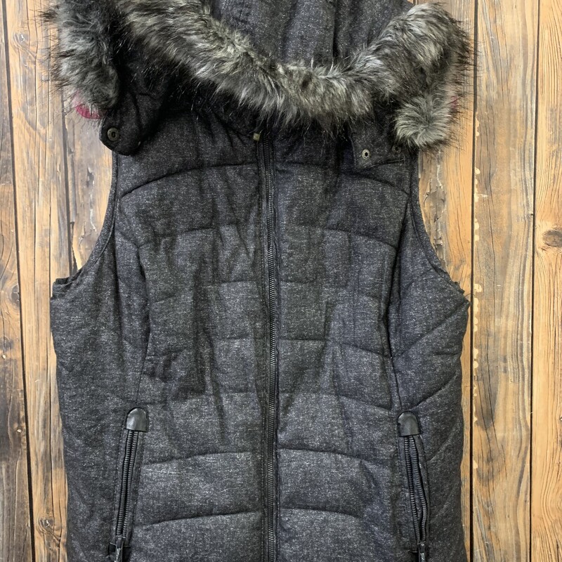 Gray Fur Hood Vest