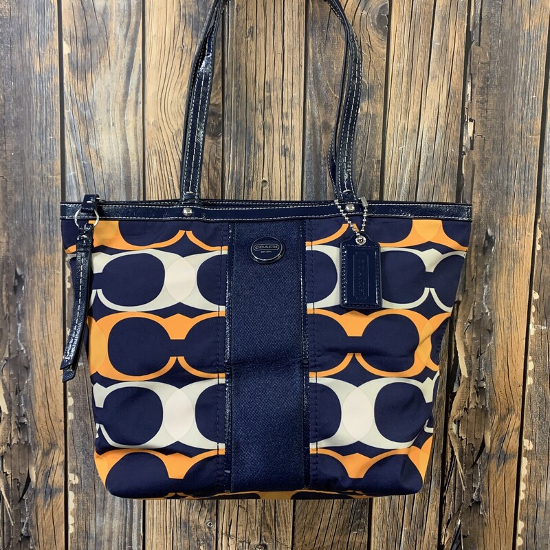 Navy Orange Coach Purse